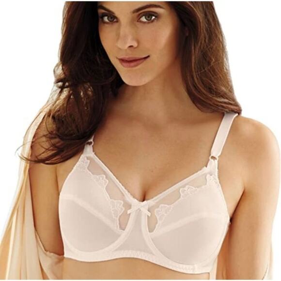 Nwt Bali Women's Flower Bali Underwire Bra Light Beige Size 34D - Picture 1 of 8